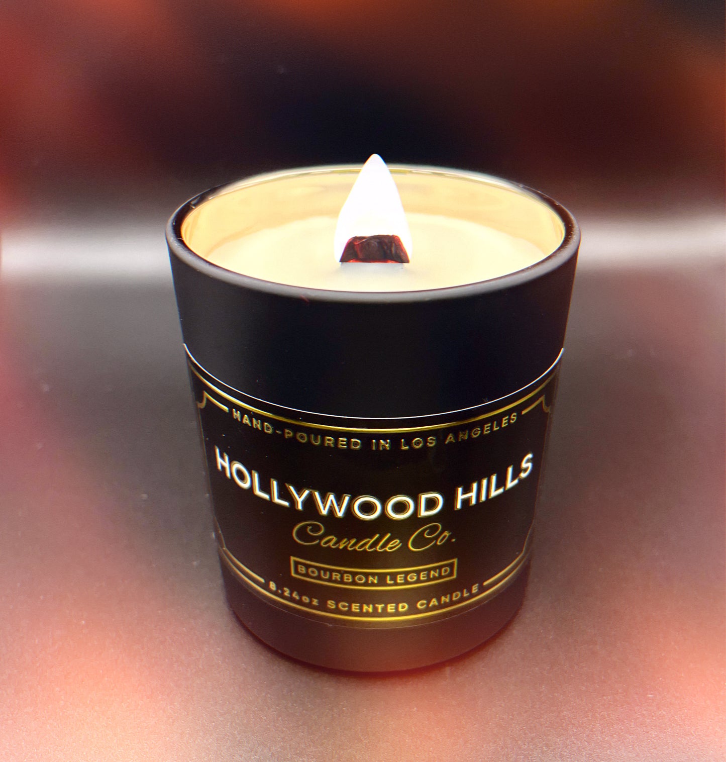 Bourbon Legend: 8.24 oz Wooden-Wick Scented Candle